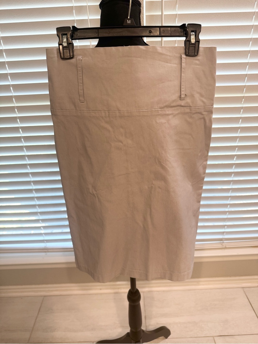 Dots Light Cream Pencil Skirt with Waist Tabs